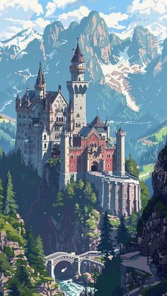 an image of a castle in the mountains