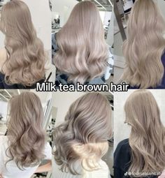 Milk Tea Brown Hair, Beige Hair Color, Beige Hair, Hair Milk, Dyed Hair Inspiration, Different Hair, Pretty Hair Color, Light Hair Color