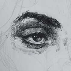 a drawing of an eye is shown in black and white