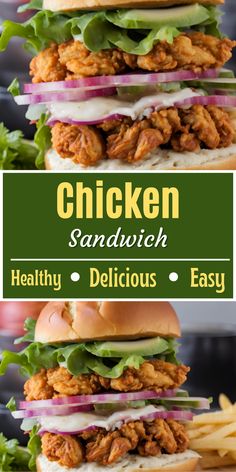 chicken sandwich with lettuce, onions and cheese