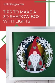 an ornament with snowflakes on it and the words tips to make a 3d shadow box with lights