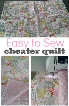 an easy to sew quilt is shown with the words easy to sew on it