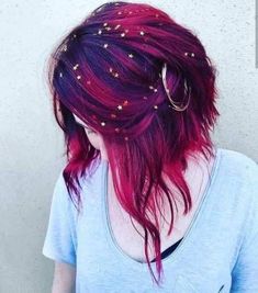 Galaxy Hair, At Home Hair Color, Pretty Hair Color, Hair Dye Colors, Red Hair Color, Rainbow Hair