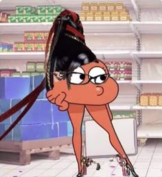 an orange cartoon character standing in front of a refrigerator with the caption when you let go of the joystick and bayonea just stands there like