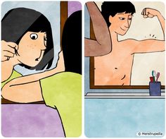 Changes during puberty Teaching Diversity, Overly Sensitive, Education Illustration, Hair Removal At Home, Healthy Period, Face Hair Removal, Adolescent Health, Cartoon Songs