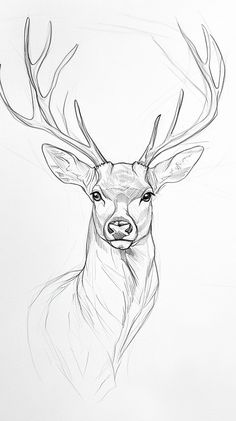 a drawing of a deer with antlers on it's head