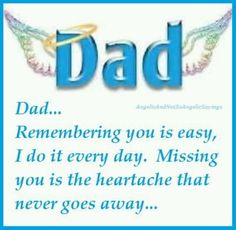 a fathers day card with the words dad and an angel wings on it's back