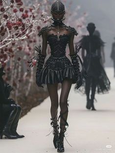 D&g Runway, Gothic Runway Fashion 90s, Edgy Stage Outfits, Alternative Runway Fashion, Cathedral Inspired Fashion, Dark Fashion Editorial, Gothic Fashion Runway, Industrial Aesthetic Fashion, Goth Runway Fashion