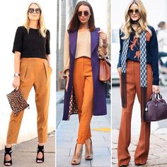 1,410 curtidas, 14 comentários - Danielle Ferraz (@daniferrazmoda) no Instagram: “Porque laranja dá aquela vitaminada no look! Encontre a calça sob medida para você ;) 💡 ✔️Tons mais…” Colored Pants Outfits, Orange Outfit, Colored Pants, Daily Look, Pants Outfit, Dream Wardrobe, Fashion Lover, Color Block