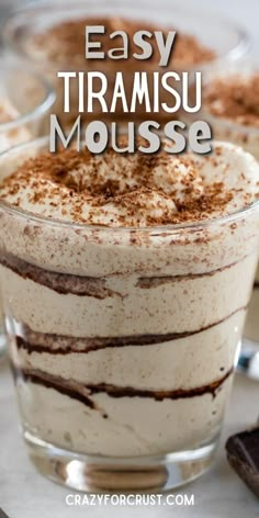 an easy tirami mousse recipe in a glass dish