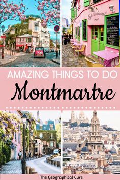 Pinterest pin for best things to do in Montmartre Paris Must See, Paris Trip Planning, Beautiful Neighborhoods, Place Du Tertre, The Moulin Rouge, Paris Streets, Bariatric Food, Green Land, France Trip