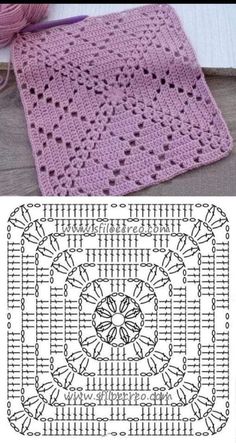 the crochet pattern is shown in two different colors