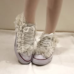 Custom fairycore keds handcrufted by me. The keds are not original. you can order any size. Vintage White Lace-up Canvas Shoes, Fairycore Shoes, Lanadelrey Aesthetic, Coquette Ribbon, Tie Sneakers, Ribbon Shoes, Diy Bag Designs, Lace Shoes, Diy Clothes Design