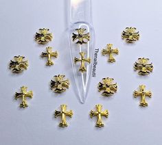 Gold Nail Cross Charms 10/20 pcs Cross Charm Nails, Cross Nail Charm, Nail Cross, Cross Nails, Nail Charm, Gold Nail, Gem Nails, Nail Charms, Gold Nails