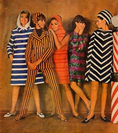 Stripes fashion, 1967 60’s Fashion, Vintage Fashion 1960s, 60s 70s Fashion, 60s And 70s Fashion, Retro Looks, Fashion 1960s, Swinging Sixties, Sixties Fashion, 60 Fashion