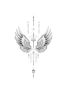 an artistic tattoo design with wings