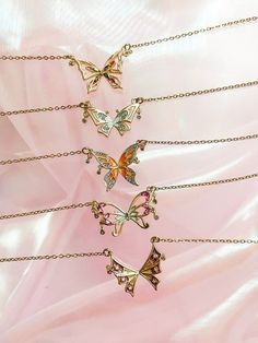 Cheap Pink Friendship Necklaces, Cheap Pink Charm Necklaces For Friendship, Friendship Necklaces For 2 Dimand, Cheap Iridescent Necklaces As Gifts, Affordable Pink Necklace For Best Friend, Cheap Iridescent Necklace For Gift, Buttercup Necklaces For Couples, Pack Of Necklaces, Butterfly Necklace Fairytopia