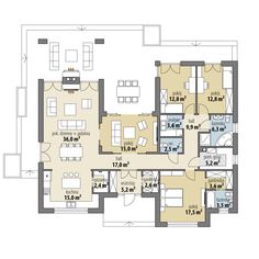 an apartment floor plan with three bedroom and two bathroom areas, including the living room