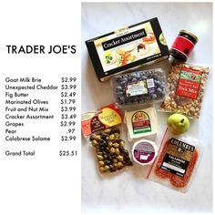 the ingredients for trader joe's are shown here