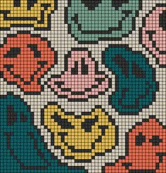 a cross stitch pattern with different colored cats