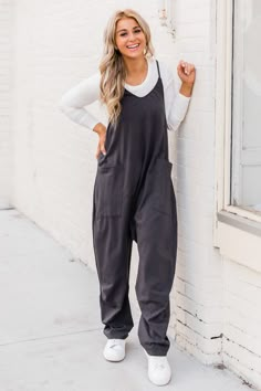 Day In The Life Onesie – Pink Lily Overalls With Sneakers, Vacation Outfits Cool Weather, Wide Legged Jumpsuit Outfit, Cute Mom Outfits Comfy Casual Plus Size, Stretchy Jumpsuit Outfit, Styling One Piece Jumpsuit, Winter Romper Outfit Jumpsuits, Outfit For Running Errands, Hotshot Onesie Outfit Fall