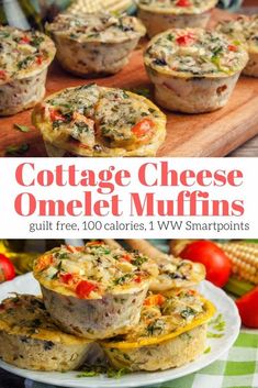 cottage cheese omelet muffins with tomatoes and corn on the side