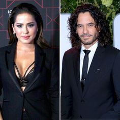 the actors are posing for pictures together at an event and one is wearing a black suit