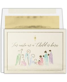 a christmas card with an image of the three wise men and baby jesus in gold foil