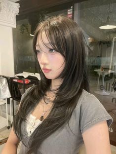 Felco Cut Long, Jellyfish Bangs, Wispy Hime Cut, Shaggy Hime Cut, Hime Layered Cut, Japanese Layered Haircut, Hime Wolf Cut, Wispy Layered Hair, Layered Hime Haircut