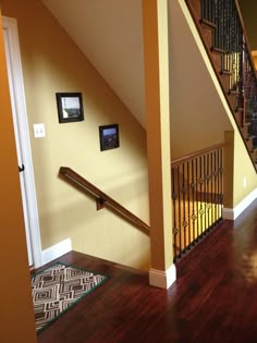 the stairs are open to basements and there is no carpet on the wood floor