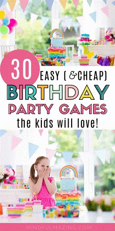 30 fun party games for kids (or adults). If you are looking for birthday party ideas, these cool games are cheap and affordable, and will take your kid's party games from boring to bazzinga in no time flat! We've included the best indoor kid's party games, the best outdoor kid's party games, and the best scavenger hunt kid's party games. These party games are perfect for kids, but also the perfect party games for toddlers, too. #partygames #activitiesforkids #birthdaypartygames Birthday Games For Girls Party, Games For Girls Party, Indoor Kids Birthday Party Games, Kid Party Activities Indoor, Party Games For 3rd Birthday, Party Games For Toddlers Indoor, Inside Party Games For Kids Birthdays, Party Games For Girls Birthday