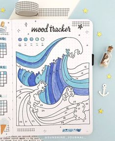 Bujo Sea Theme, August Bujo Cover Page, Bujo Ocean Theme, Ocean Bullet Journal, Bullet Journal 2024, Bullet Journal Month, Bullet Art, Bullet Journel