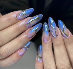 Trendy Blue Nails, Ocean Blue Nails, Royal Blue Nails, Nail Techniques, Blue Nail Designs, Blue Nail, Fabulous Nails, Dream Nails, Creative Nails