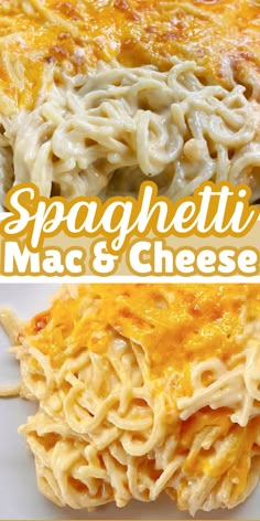 Spaghetti Mac and Cheese is a simple pasta casserole made with creamy cheese sauce and spaghetti noodles.  It's perfect for summer family gatherings for a crowd and is an easy summer recipe kids will love.   Make this easy mac n cheese spaghetti with Velveeta, sharp cheddar, and Parmesan. Spaghetti Mac And Cheese, Recipes With Spaghetti Noodles, Recipes With Velveeta Cheese, Velveeta Recipes, Easy Mac N Cheese Recipe, Cooking Soul Food, Easy Fast Dinner Recipes, Cheese Noodles, Spaghetti Recipes Easy