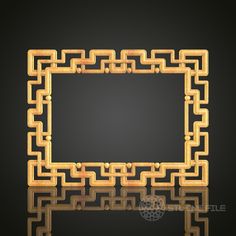 a golden square shaped frame with an abstract pattern in the middle, on a black background