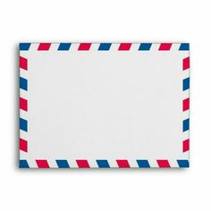 an envelope with red, white and blue stripes