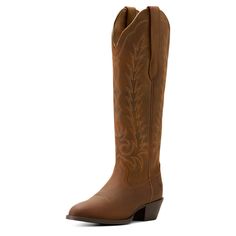 We took our quintessential cowboy boot and gave it a bit more height, resulting in a head-turning, leg-lengthening style that can go anywhere. It's just as comfortable, just as versatile, and comes with StretchFit, which means it expands to fit different calf sizes. Heritage R Toe Tall Stretchfit Western Boot | Product Features : 0 : ATS® technology provides ergonomic support on uneven terrain, 1 : StretchFit panels under the pull tabs give an additional inch to fit a wide range of calves, 2 : R Rugged Boots For Ranch In Fall, Classic Fitted Heeled Boots For Rodeo, Western Wide Calf Knee-high Boots, Wide Calf Knee-high Boots For Ranch, Rugged Fall Rodeo Heeled Boots, Rugged Heeled Boots With Round Toe For Ranch, Rugged Round Toe Heeled Boots For Ranch, Rugged Heeled Boots For Western-themed Fall Events, Rugged Heeled Boots For Western-themed Events