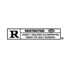 a black and white sign that says restricted under 17 requires accompanying