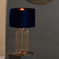 Pacific Lifestyle Lighting Bow 25cm Sapphire Velvet Cylinder Shade House of Isabella UK Tall Table Lamps, Tall Table, Table Lamp Base, Metal Vase, Lamp Base, Blue Colour, Sapphire Blue, Metal Wire, Room Colors