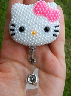 PRICES MAY VARY. Kitty Size : 45mm *42mm 100% Handcrafted Pearl Hot Pink Bow Kitty Inspired Badge Reel Name Badges ID Badge Holder School Supply Labels, Pearl Pink, Name Badges, Id Badge Holders, Badge Holder, Red Bow, Id Badge, Badge Holders, Badge Reel