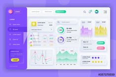 the dashboard screen for an app with graphs and statistics on it, including data points