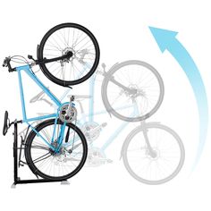 a bicycle is shown with an arrow pointing up to it's front wheel and the back tire