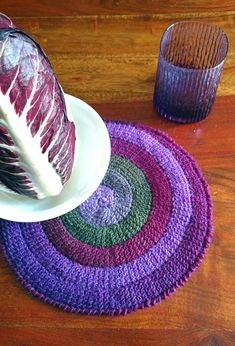 Tunisian crochet. Spiral round centerpiece Table Settings | Etsy Afghan Crochet Patterns Easy, Crochet Spiral, Crochet Placemat, Decorative Placemats, Tortilla Warmer, Tunisian Crochet Pattern, Holiday Hostess Gifts, Centerpiece Table, Placemats Patterns