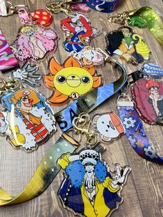 several key chains with cartoon characters on them