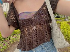 Crochet Whimsigoth, Earthy Crochet, Aesthetic Crochet Top, Crochet Shirt Pattern, Hawaii Outfit, Crochet Tee, Vacation Hawaii, Elegant Crochet, Spring Fits