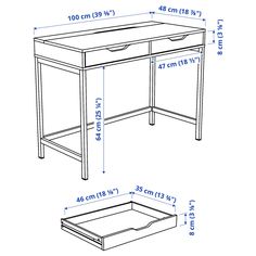 a drawing of a desk with drawers and measurements for the top, bottom and bottom