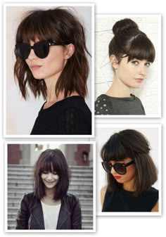 Choices to make?! Shaggy Chin Length Hair With Bangs, Short Hair With Fringe Bangs Choppy Layers, Medium Lob With Bangs, Dark Short Hair Color Ideas, Hair French Style, Moon Bangs, Shoulder Length Bob With Bangs, Half Moon Bangs, A Line Bob With Bangs