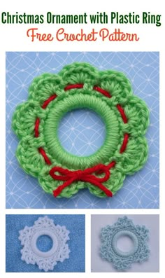 christmas ornament with plastic ring free crochet pattern