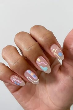 Funky Nail Art, Retro Nails, Minimal Nails, Trendy Nail Design, Neutral Nails, Funky Nails