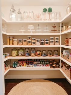 the pantry is stocked with all kinds of food